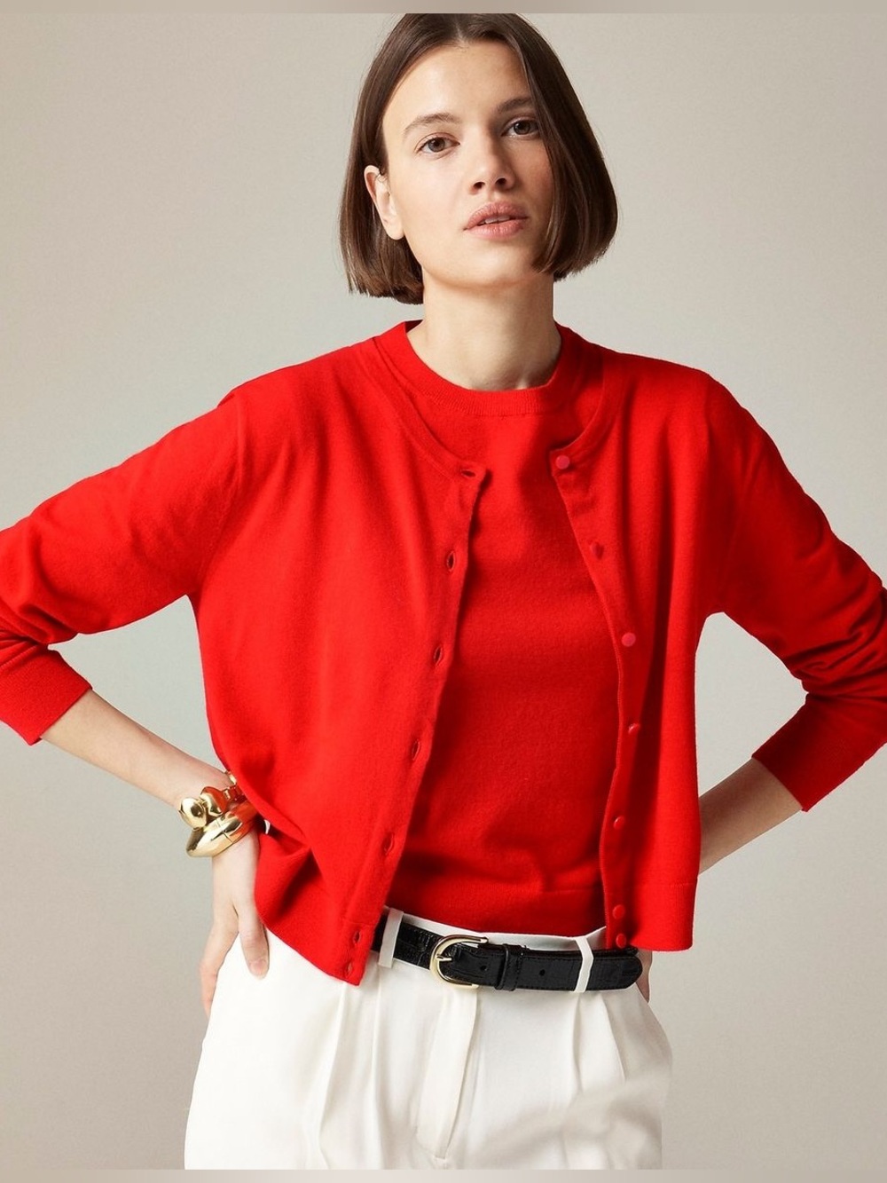 NWT J.Crew 100% Cashmere Red Cardigan Size S - Embroidered Monogram "DB"